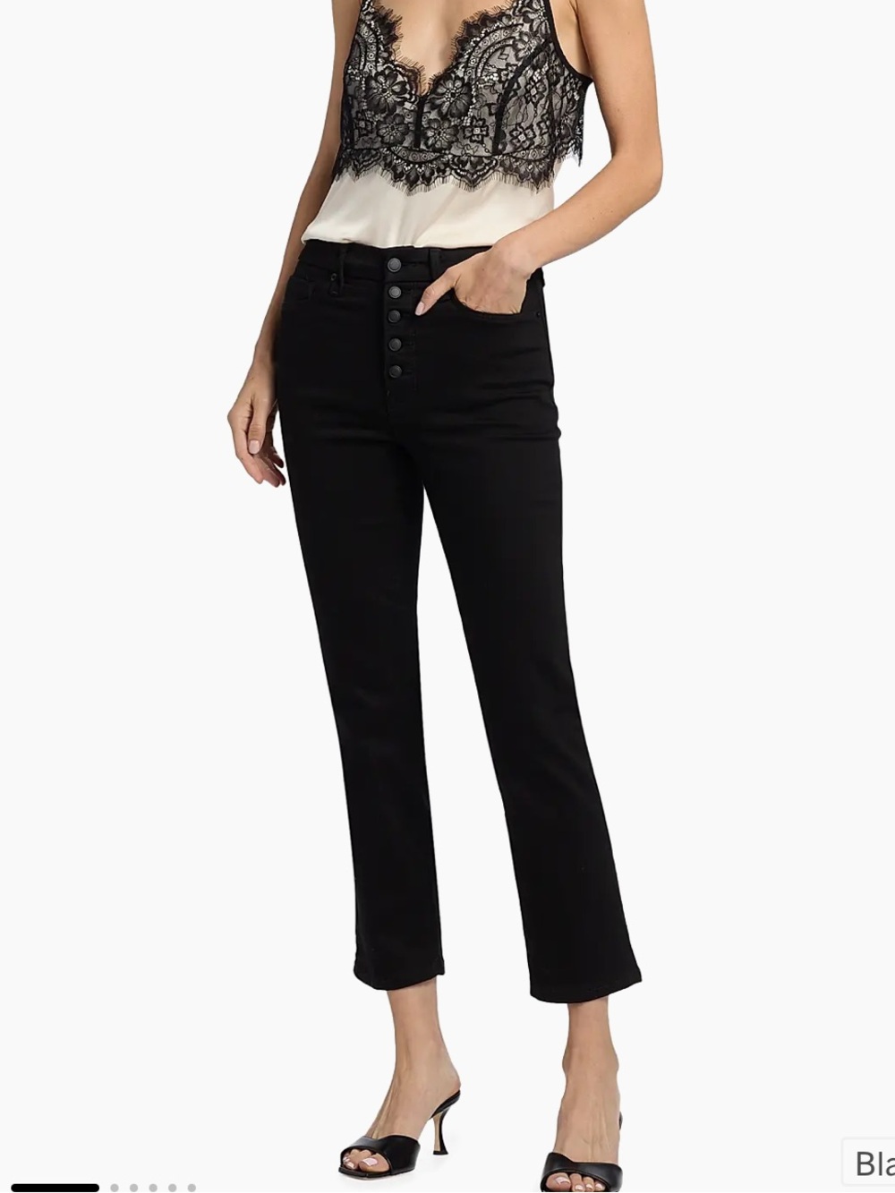 Good American good legs Black Button-Fly High-Rise Straight leg Jeans
